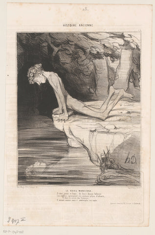 Caricature of Narcissus, Honoré Daumier, 1842 Canvas Print