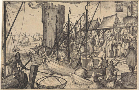 The Fish Market, Claes Jansz. Visscher (II), 1608 Canvas Print