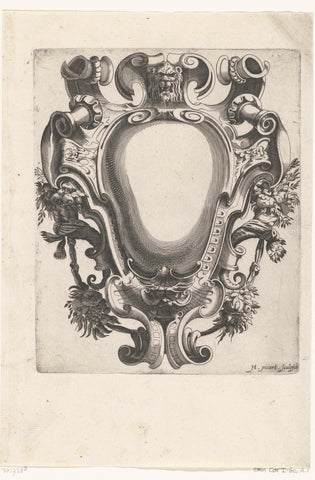 Cartouche met leeuwenkop bovenaan, H. Picart, c. 1628 Canvas Print