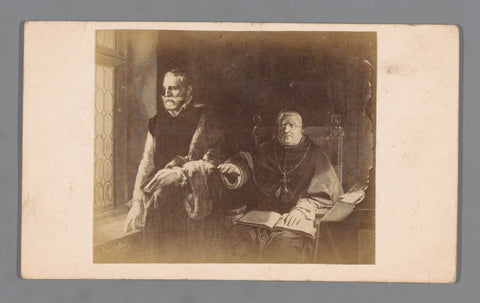 Photo reproduction of an engraving after a painting by the Count of Egmond assisted by the bishop of Ieperen in the night before his execution on 5 June 1568, by Louis Gallait, anonymous, 1850 - 1900 Canvas Print