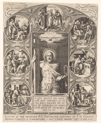 Christ and the Works of Mercy, Johann Sadeler (I), 1582 - 1597 Canvas Print