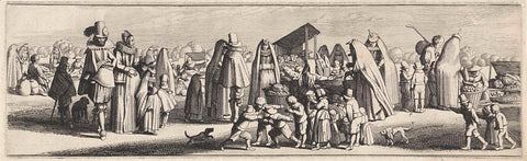 Figures at vegetable stalls, Jan van de Velde (II), 1603 - 1641 Canvas Print