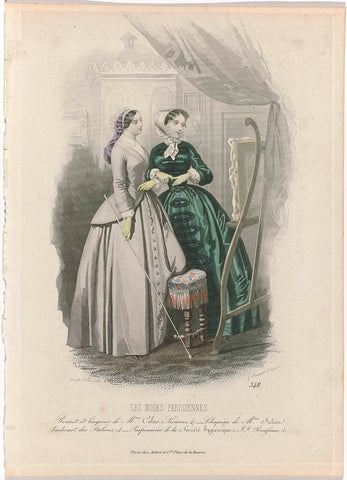 Les Modes Parisiennes, 1849, No. 348 : Bonnet et lingeries (...), Montaut d'Oleron. Gabriel Xavier, 1849 Canvas Print