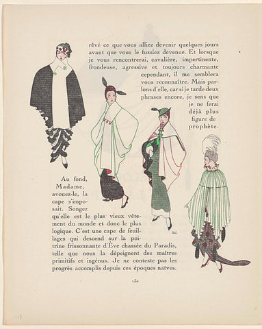 Gazette du Bon Ton, 1914 - No. 4: Ëloge de la Cape, Paul Méras, 1914 Canvas Print