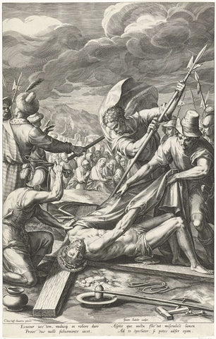 Christ undressed by the soldiers, Johann Sadeler (I), 1589 Canvas Print