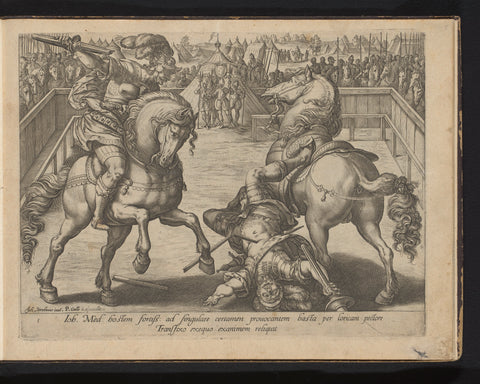 Giovanni de' Medici kills his opponent in a duel, Hendrick Goltzius, 1583 Canvas Print