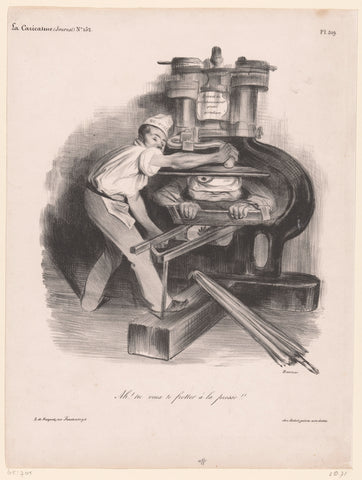 Caricature of Louis Philippe I, King of France, under a printing press, Honoré Daumier, 1833 Canvas Print