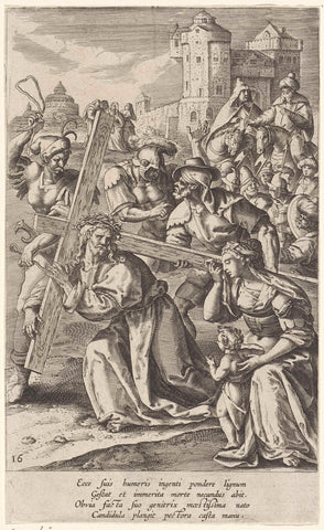 Carrying the Cross, Antonie Wierix (II), 1583 - 1587 Canvas Print