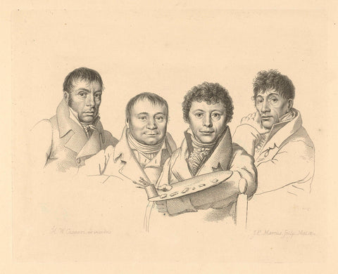 Portraits of H. Lageman, Ch. Dubois, G.J. Michaëlis and A. van den Bos, Jacob Ernst Marcus, 1811 Canvas Print