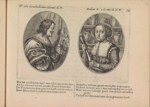 German nobleman and a woman from Amsterdam, Crispijn van de Passe (II), 1641 Canvas Print