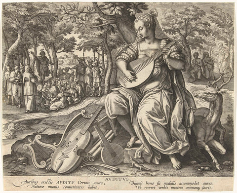 Hearing, Adriaen Collaert, 1570 - 1618 Canvas Print