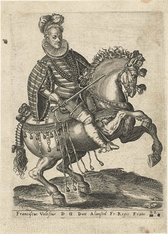 Portrait of François, Duke of Anjou on Horseback, Abraham de Bruyn (attributed to), 1577 Canvas Print