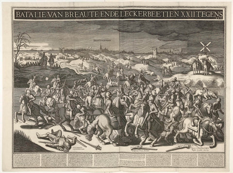 Battle between Mr. van Breauté and Gerrit Abrahamsz. Lekkerbeetje on the Vughterheide, 1600, Joannes van Doetechum (II), 1631 Canvas Print