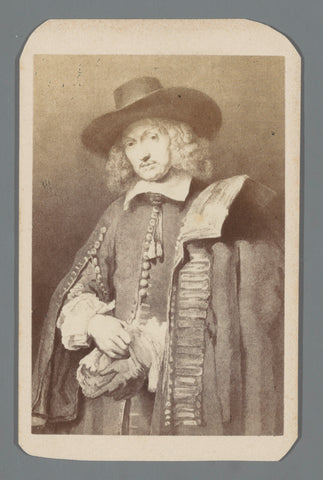 Reproduction of an engraving after Rembrandt's portrait of Jan Six, Gustav Schauer, c. 1860 - c. 1880 Canvas Print