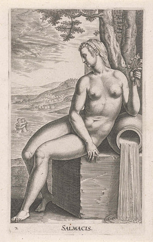 Waternimf Salmacis, Philips Galle, 1587 Canvas Print