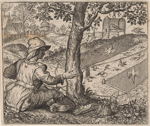 Fable of the birder, Aegidius Sadeler, 1608 Canvas Print