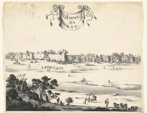 View of the city Ahmadabad, anonymous, 1679 Canvas Print