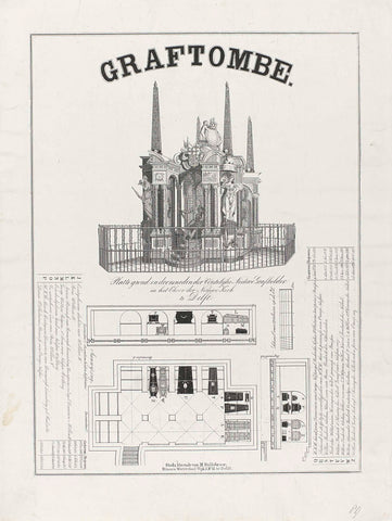 Map of the crypt of the House of Orange-Nassau and the tomb of William I, Prince of Orange, 1623, anonymous, 1849 Canvas Print