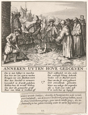 Anneken van den Hove in Brussels buried alive, 1597, anonymous, 1618 - 1624 Canvas Print