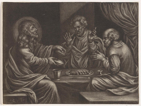 Meal at Emmaus, Paul van Somer (II), 1659 - 1704 Canvas Print