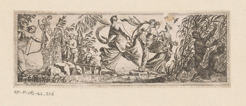 Diana pursues the kidnapper of her nymphs, Pierre Brebiette, 1608 - 1650 Canvas Print