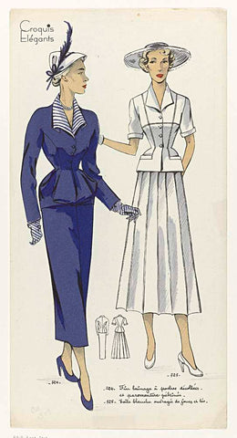 Croquis Elégants, ca. 1949, No. 724 en No. 725 : Fin lainage à poches (...), anonymous, c. 1949 Canvas Print