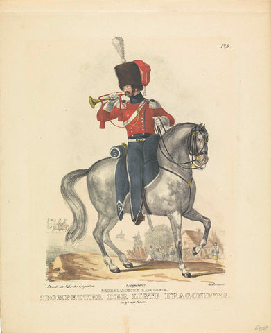 Trumpeter in Full Uniform, A. Courtois, 1825 - 1827 Canvas Print