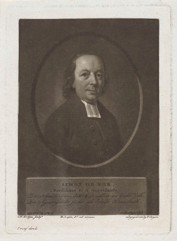 Portrait of the preacher Simon de Kok, Charles Howard Hodges, 1797 Canvas Print