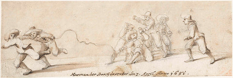 Tug of war boys, Harmen ter Borch, 1651 Canvas Print