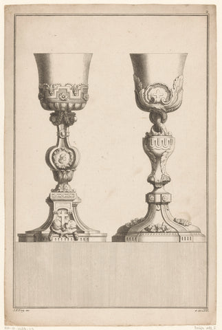 Chalices with crosses, Jean François Forty, 1775 - 1790 Canvas Print