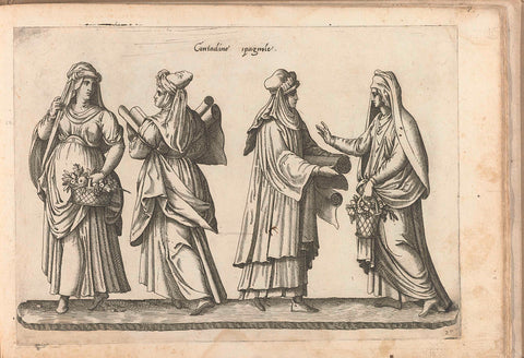 Four Spanish merchant women, dressed according to the fashion of ca. 1580, Bartolomeo Grassi, in or before 1585 Canvas Print