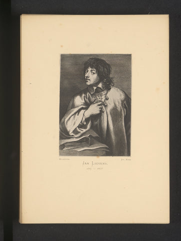 Reproduction of an engraving of a portrait of Jan Lievens by Lucas Vorsterman (I), Joseph Maes, c. 1872 - in or before 1877 Canvas Print