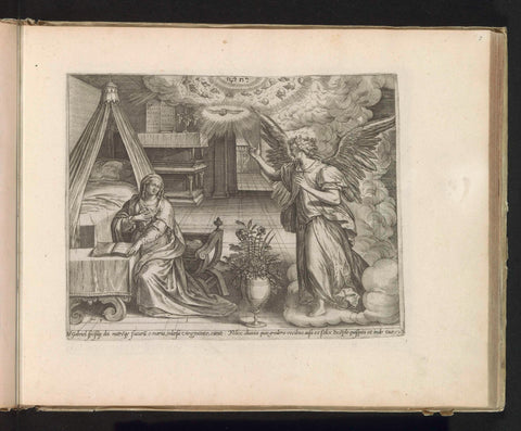 Annunciation, Maerten de Vos, before 1585 Canvas Print