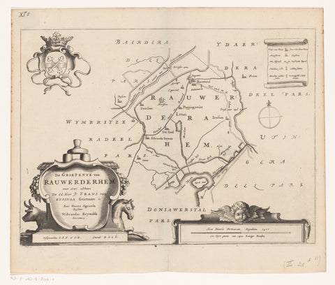 Map of the grietenij Rauwerderhem, Jacob van Meurs (possibly), 1664 Canvas Print