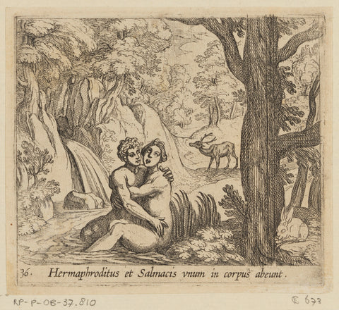 Salmacis in Hermaphroditus, Antonio Tempesta, 1606 Canvas Print