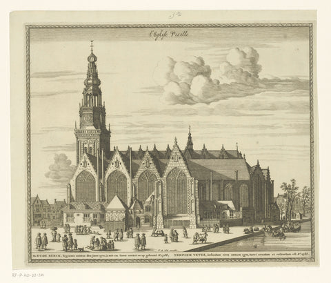 View of the Oude Kerk in Amsterdam, anonymous, 1662 - 1728 Canvas Print