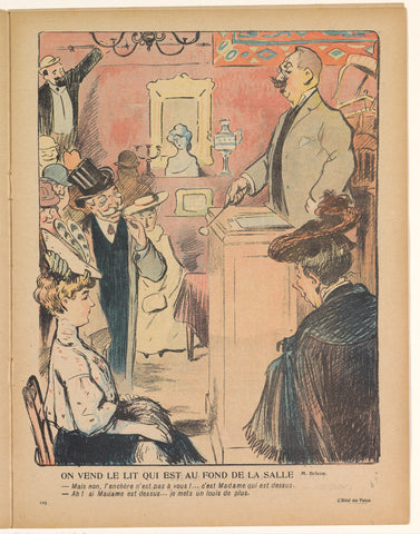 Auction of a bed, anonymous, 1905 Canvas Print