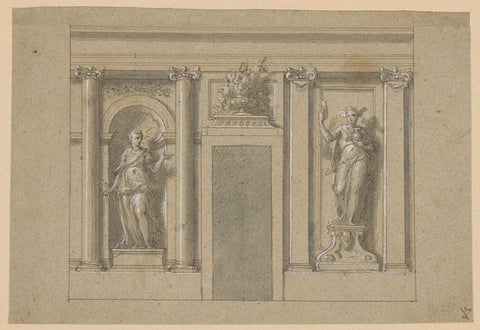 Design for a wall decoration with two allegorical figures, James Thornhill, c. 1685 - c. 1734 Canvas Print