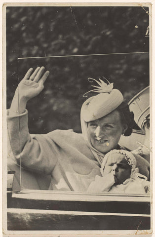 Juliana, Queen of the Netherlands, and Irene, Princess of the Netherlands, in a car in The Hague on Juliana's birthday on 30 April 1940, anonymous, 1940 Canvas Print