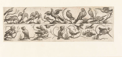 Two friezes with birds on top of each other, anonymous, 1530 - 1581 Canvas Print