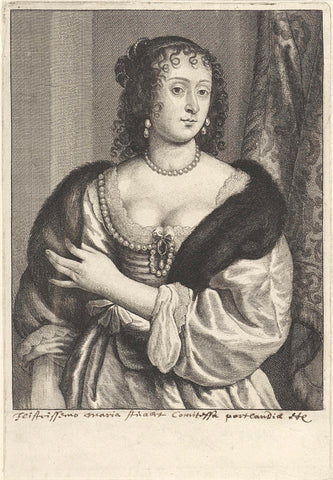 Portrait of Frances Stuart Countess of Portland, Wenceslaus Hollar, 1650 - 1670 Canvas Print