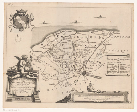 Map of the grietenij Westdongeradeel, Jacob van Meurs (possibly), 1664 Canvas Print