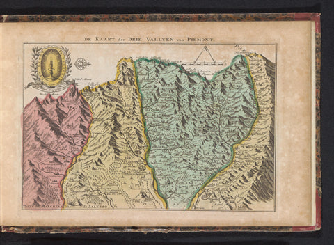 Map of the three valleys of Piedmont, anonymous, 1735 Canvas Print