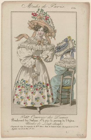 Petit Courrier des Dames, 1829, No. 632 : Chapeau de crèp (...), anonymous, 1829 Canvas Print