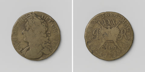 Emergency coin of half a crown of siege of James II, King of England, from August 1689, anonymous, 1689 Canvas Print