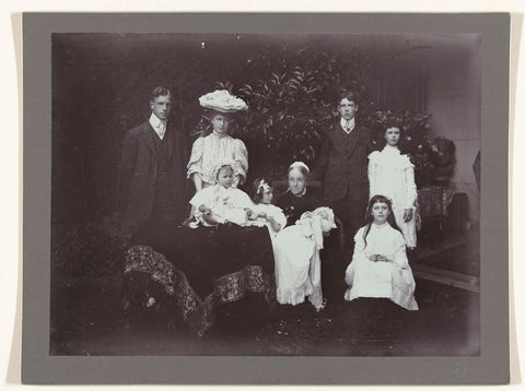 Group portrait of nine people, including Aletta Cornelia Anna Voombergh (1828-1913), the mother of the photographer, Henry Pauw van Wieldrecht, 1906 Canvas Print