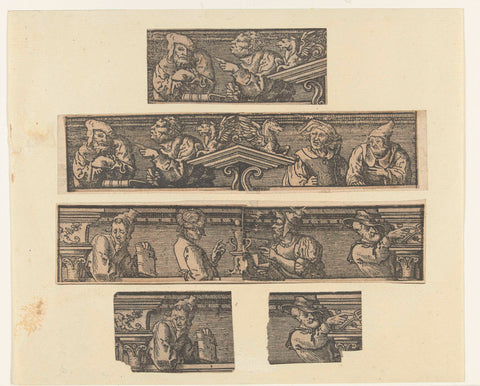 Mouldings with prophets, Lucas van Leyden (possibly), 1525 - 1530 Canvas Print