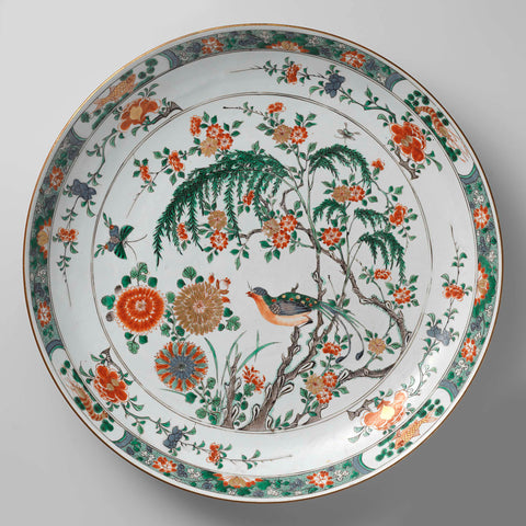 Saucer dish with flower sprays, birds and insects, anonymous, c. 1700 - c. 1725 Canvas Print