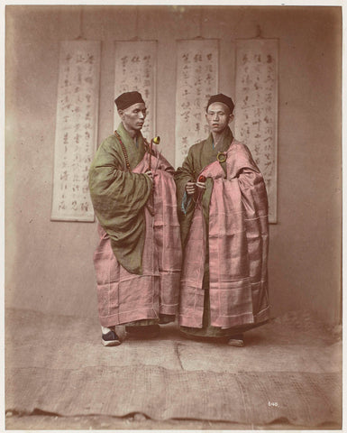 Portrait of Two Chinese Buddhist Monks, Raimund von Stillfried-Ratenitz (possibly), 1860 - 1885 Canvas Print