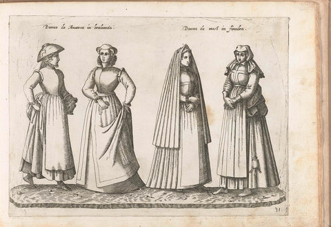 Four women, dressed according to flemish fashion of c. 1580, Bartolomeo Grassi, in or before 1585 Canvas Print